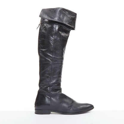 Women's Prada Leather Over The Knee Zip Boots