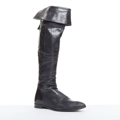 Women's Prada Leather Over The Knee Zip Boots