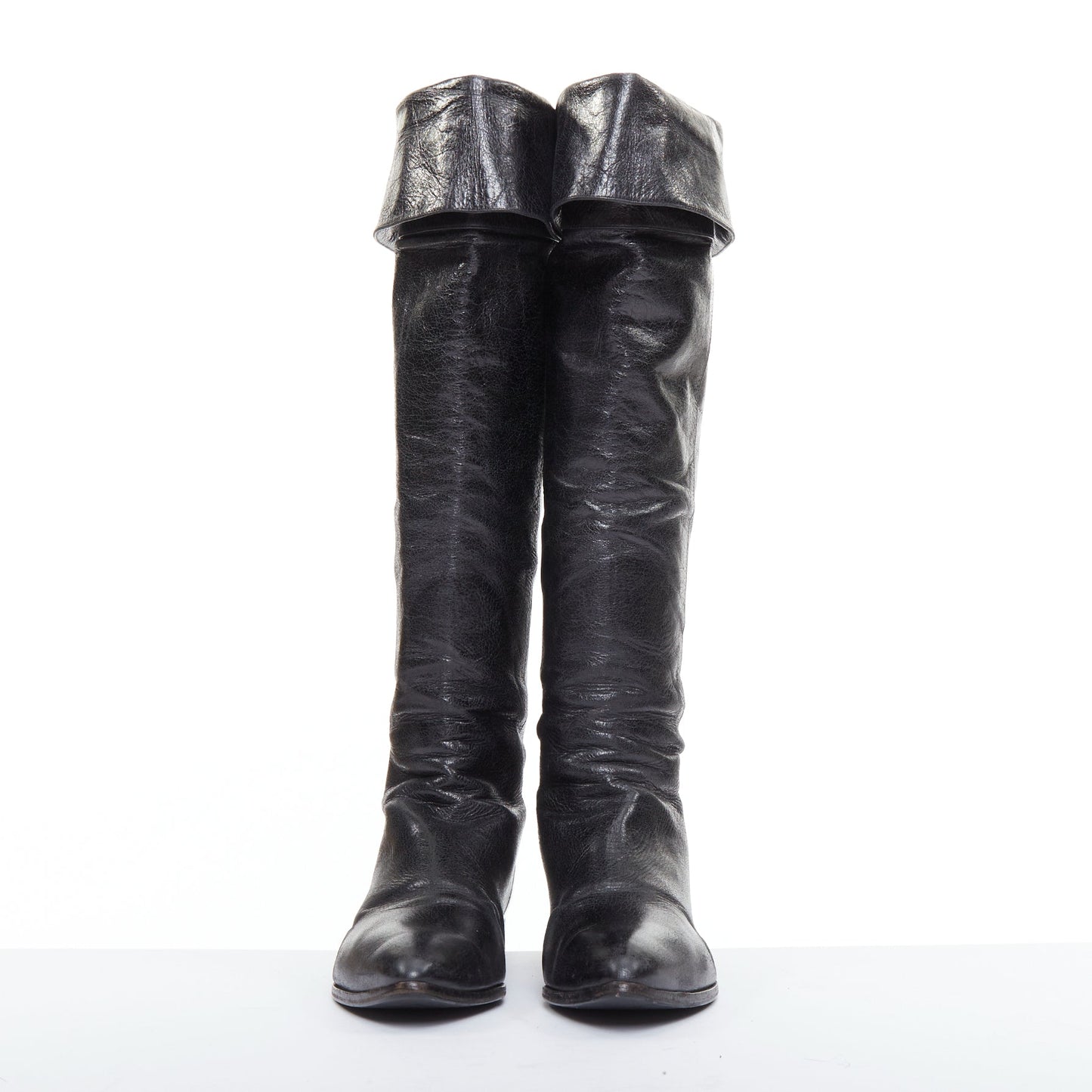 Women's Prada Leather Over The Knee Zip Boots