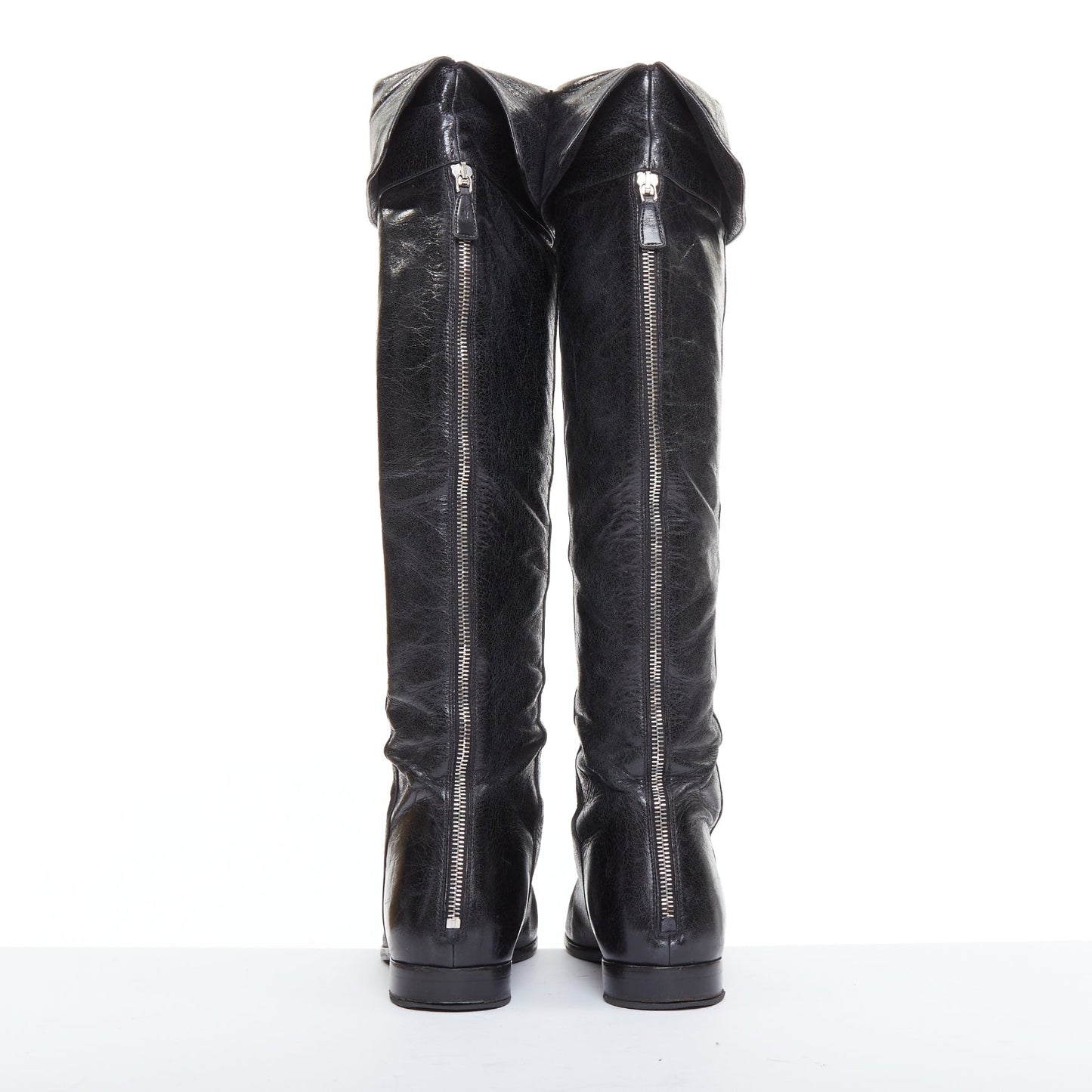 Women's Prada Leather Over The Knee Zip Boots