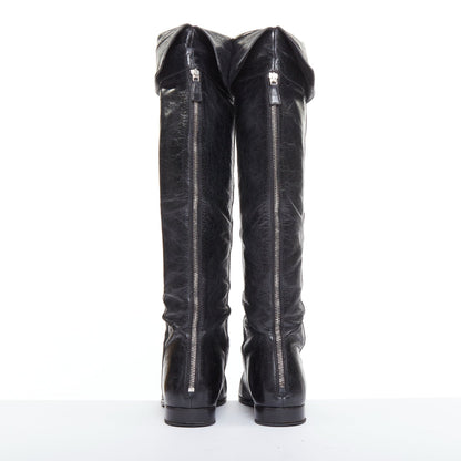 Women's Prada Leather Over The Knee Zip Boots