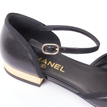 Women's Chanel Leather Grosgrain Mary Jane Flats