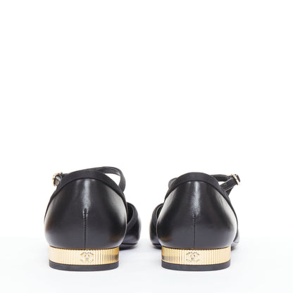 Women's Chanel Leather Grosgrain Mary Jane Flats
