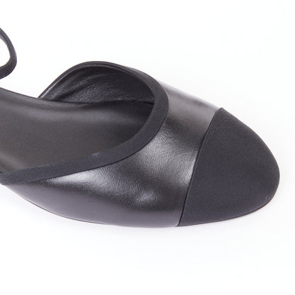 Women's Chanel Leather Grosgrain Mary Jane Flats