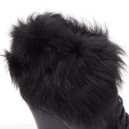 Women's Prada 2011 Leather Fur Trim Ankle Boots