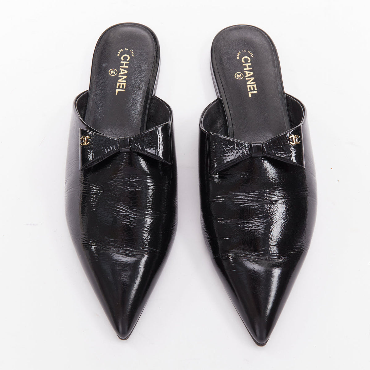 Women's Chanel Patent Leather Pointy Mules