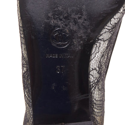 Women's Chanel CC Logo Lace Ballet Flats
