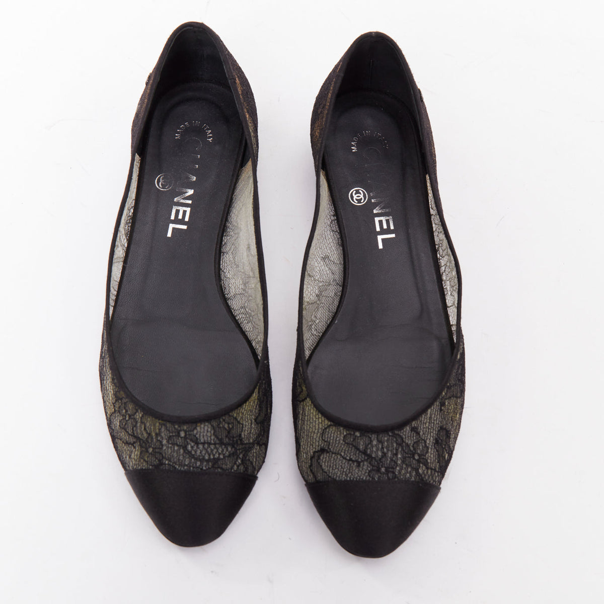 Women's Chanel CC Logo Lace Ballet Flats