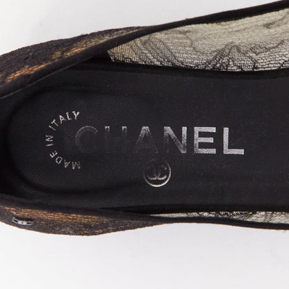 Women's Chanel CC Logo Lace Ballet Flats