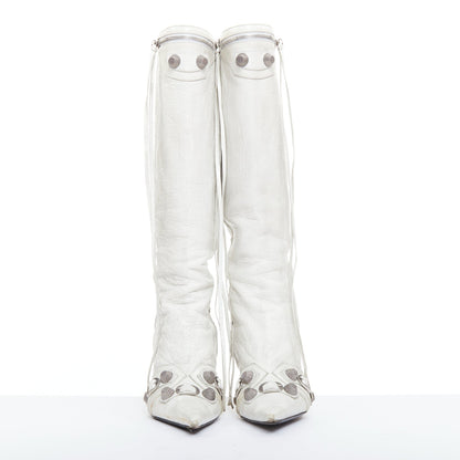 Women's Balenciaga Cagole Leather Studded Boots