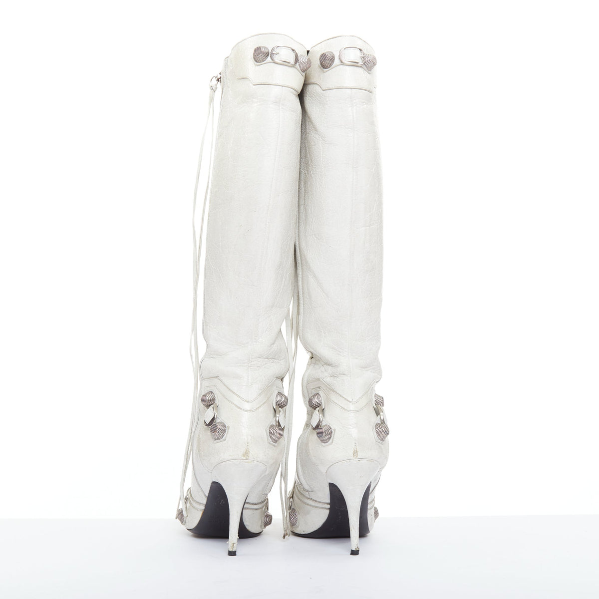 Women's Balenciaga Cagole Leather Studded Boots