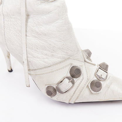 Women's Balenciaga Cagole Leather Studded Boots