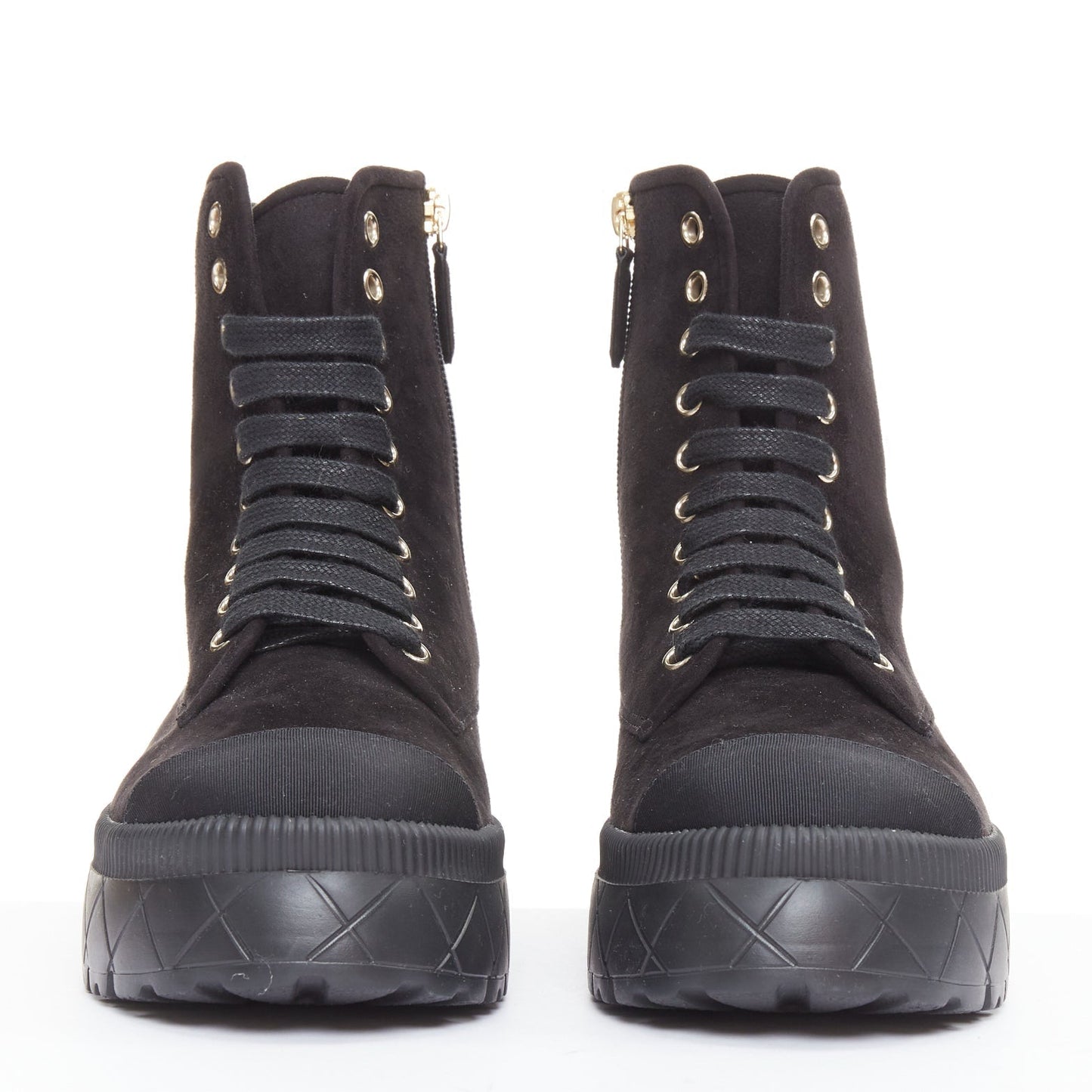 Women's Chanel Quilted Suede Combat Boots
