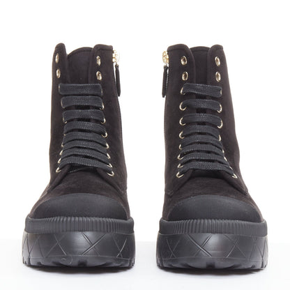 Women's Chanel Quilted Suede Combat Boots