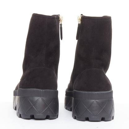 Women's Chanel Quilted Suede Combat Boots