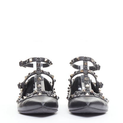 Women's Valentino Rockstud Mixed Stone Caged Ballet Flats