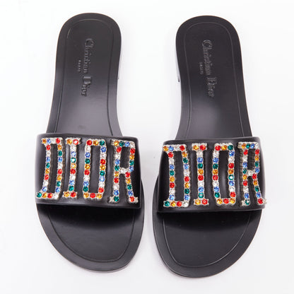 Women's Dior Crystal Pave Logo Slides