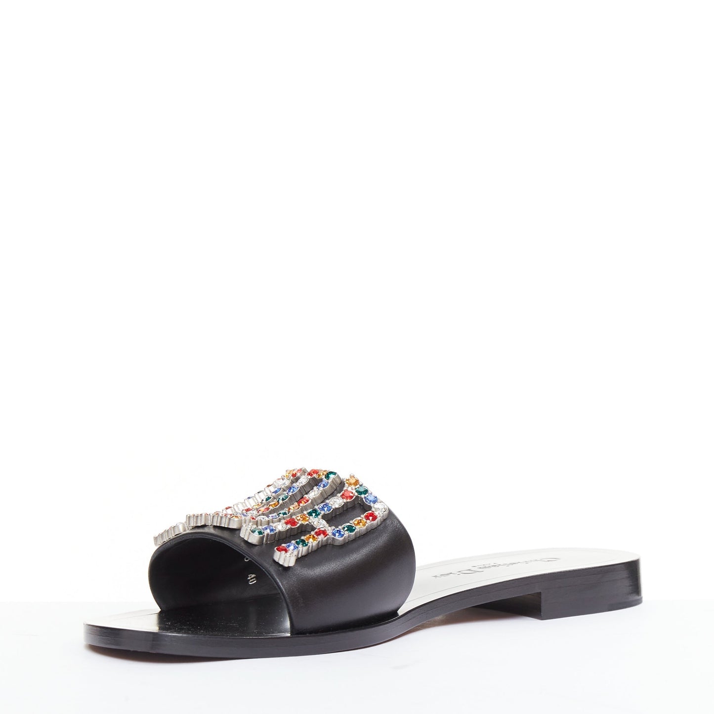 Women's Dior Crystal Pave Logo Slides