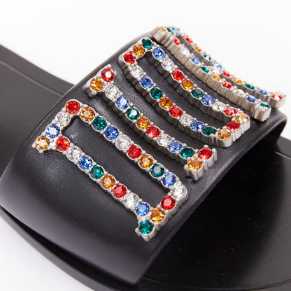 Women's Dior Crystal Pave Logo Slides