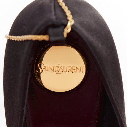 Women's Saint Laurent Satin YSL Chain Anklet Pumps