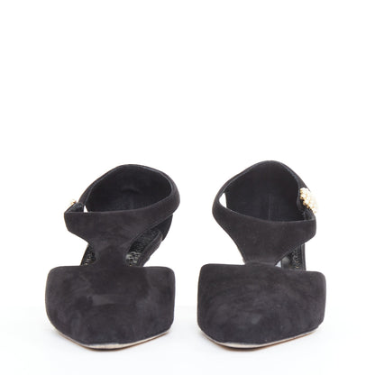 Women's Manolo Blahnik Suede Pearl Kitten Heels