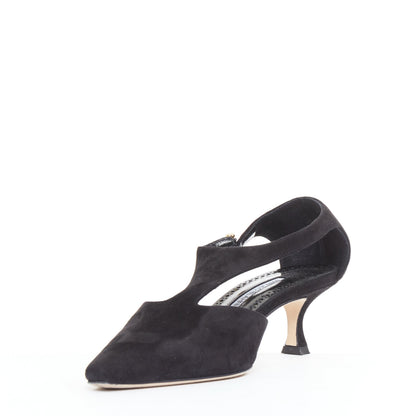Women's Manolo Blahnik Suede Pearl Kitten Heels