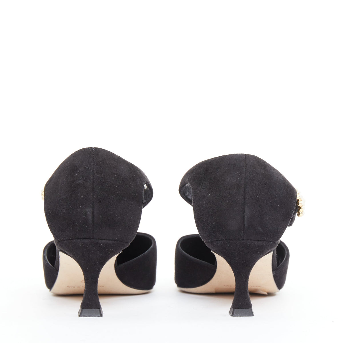 Women's Manolo Blahnik Suede Pearl Kitten Heels