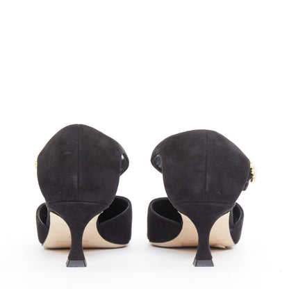 Women's Manolo Blahnik Suede Pearl Kitten Heels
