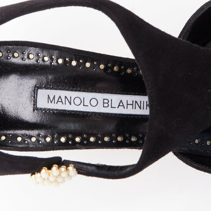 Women's Manolo Blahnik Suede Pearl Kitten Heels