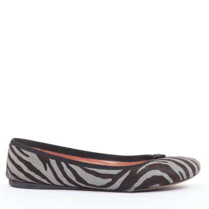Women's Alaia Zebra Fur Bow Ballet Flats