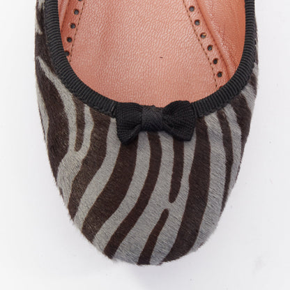 Women's Alaia Zebra Fur Bow Ballet Flats