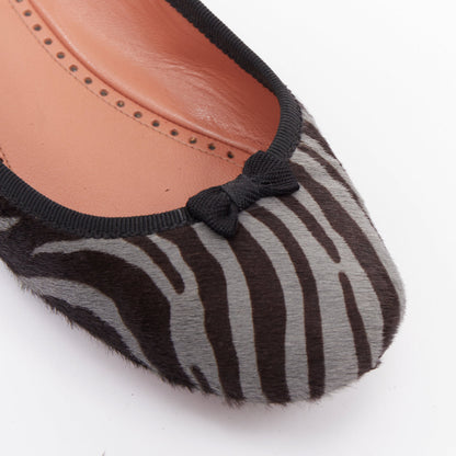 Women's Alaia Zebra Fur Bow Ballet Flats