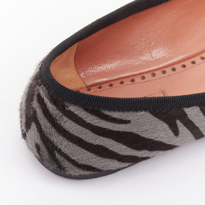 Women's Alaia Zebra Fur Bow Ballet Flats