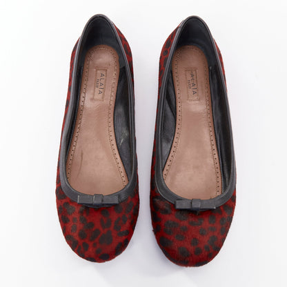 Women's Alaia Leopard Fur Ballet Flats