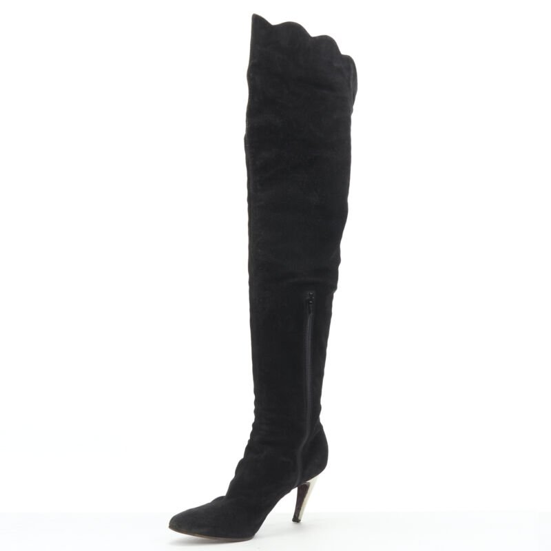 Women's Gianni Versace Suede Gold Heel Boots