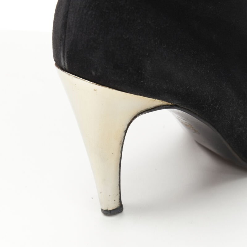 Women's Gianni Versace Suede Gold Heel Boots