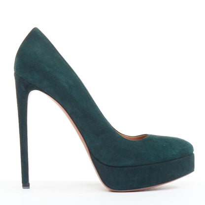 Women's Alaia Suede Almond Toe Platform Pumps