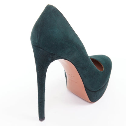 Women's Alaia Suede Almond Toe Platform Pumps