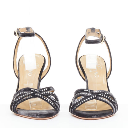 Women's Valentino Garavani Crushed Velvet Crystal Wedge
