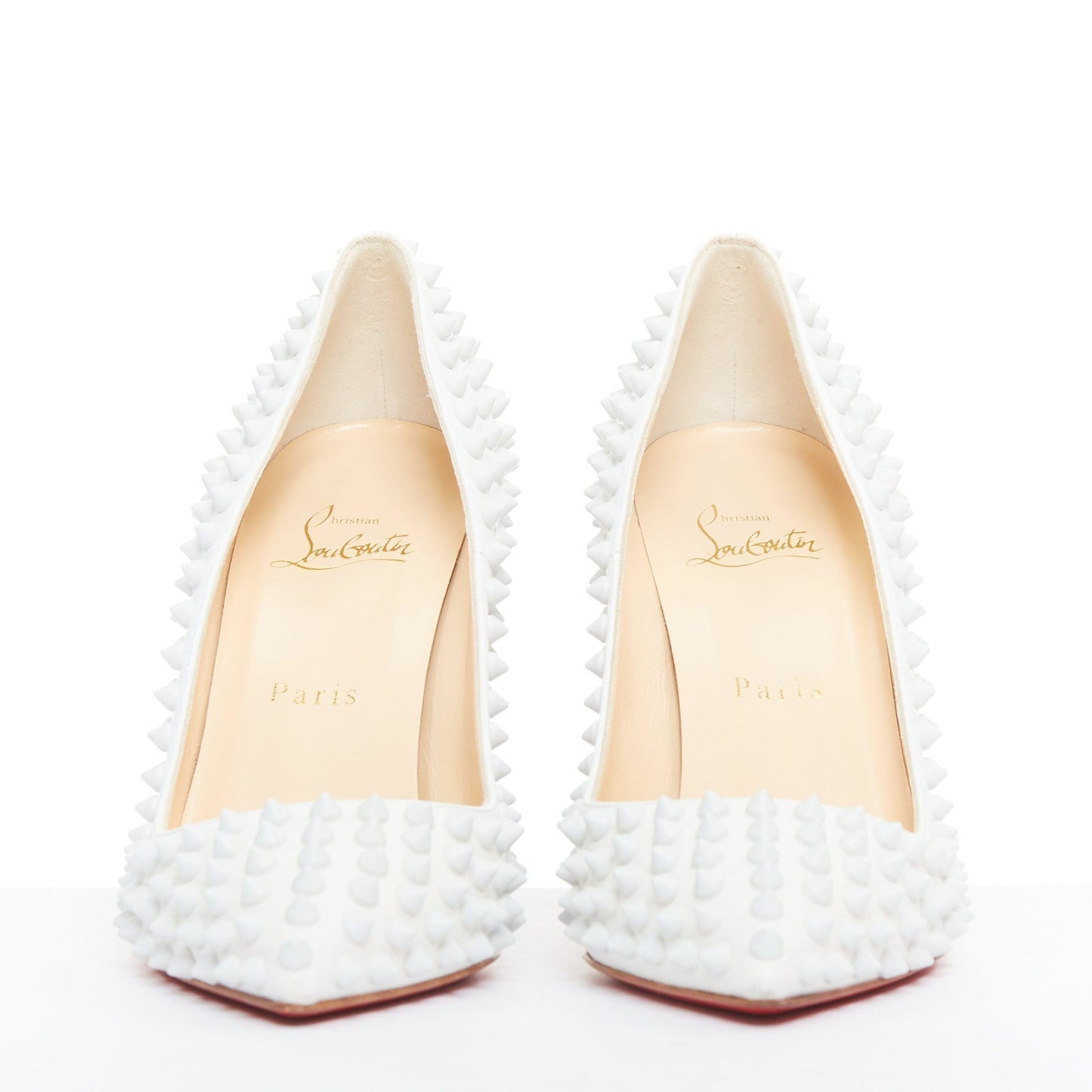 Women's Christian Louboutin Leather Spike Pumps