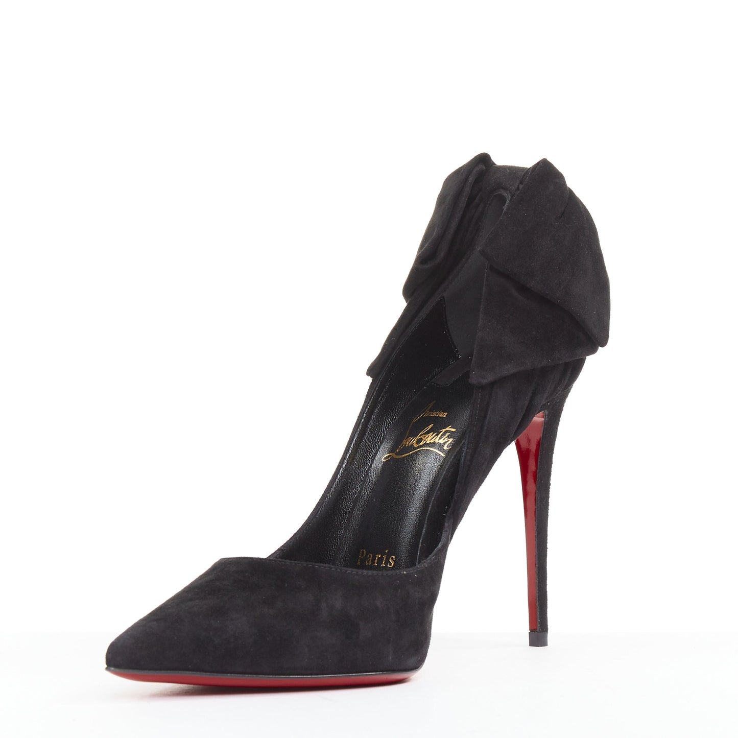 Women's Christian Louboutin Suede Bow Stiletto Pump