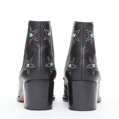 Women's Valentino Turquoise Stone Star Studded Ankle Boots