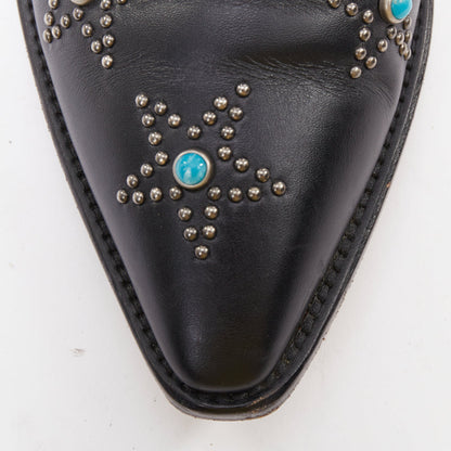 Women's Valentino Turquoise Stone Star Studded Ankle Boots