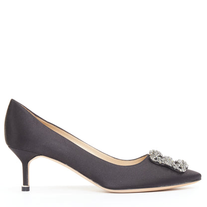 Women's Manolo Blahnik Satin Crystal Brooch Pumps