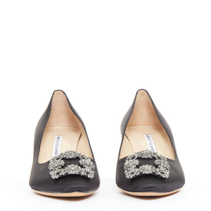 Women's Manolo Blahnik Satin Crystal Brooch Pumps