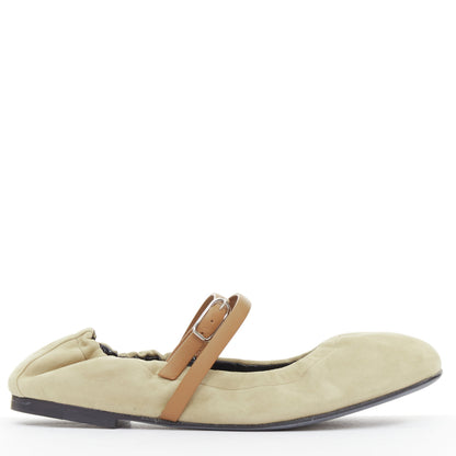 Women's Hermes Suede Straps Maryjane Ballet Flats