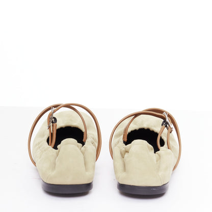 Women's Hermes Suede Straps Maryjane Ballet Flats