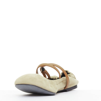 Women's Hermes Suede Straps Maryjane Ballet Flats