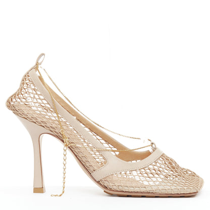 Women's Bottega Veneta Leather Fishnet Heels