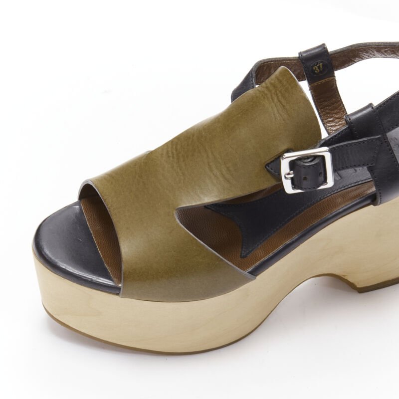 Women's Marni Wooden Platform Wedged Sandals